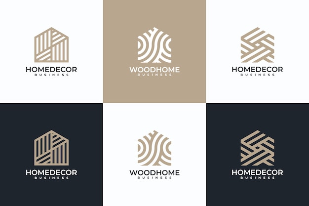 Abstrakte home-logo-kollektion, wohnkultur, holzhaus