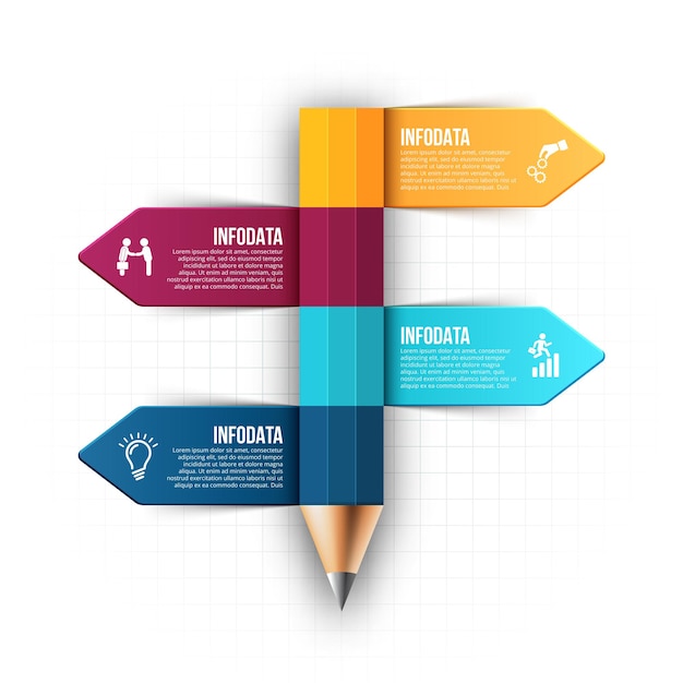 Abstrakte infografik bleistiftschablone. kann für bildungsinfografik verwendet werden.