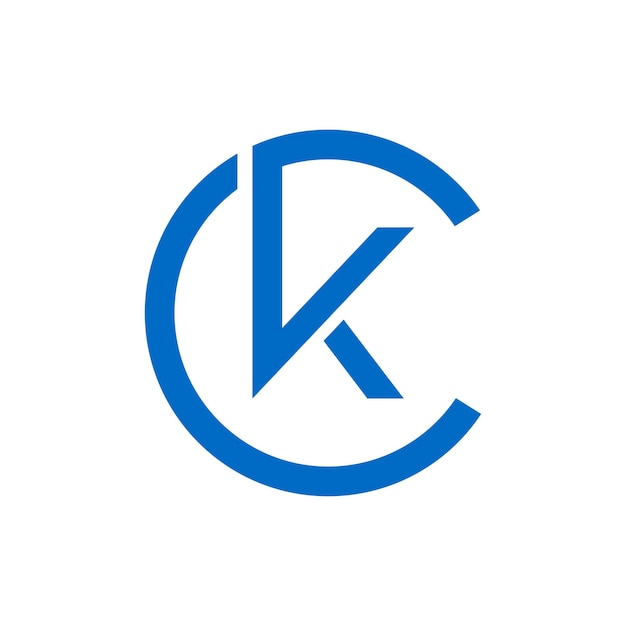 Abstrakte initialen ck, buchstabe k-logo-designvektor