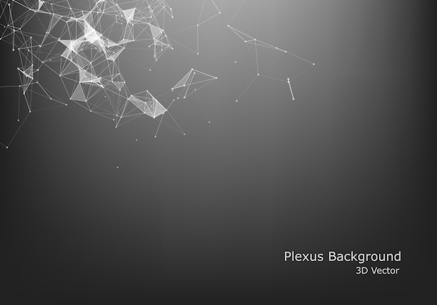 Abstrakte Internetverbindung und Technologie-Grafikdesign. Computer geometrische digitale Verbindungsstruktur. Futuristisches schwarzes abstraktes Gitter. Plexus mit Partikeln.