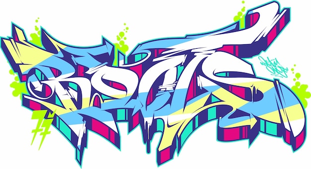 Vektor abstrakte isolierte graffiti street art style word roots schriftzug vektor illustration vorlage