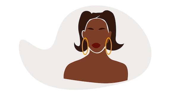 Abstrakte junge afrikanische Frau im eleganten Linienkunststilvektor