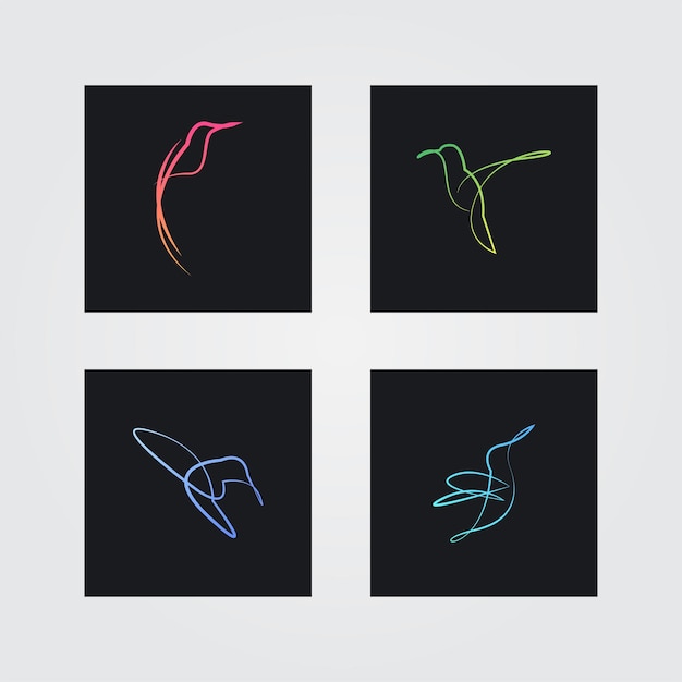 Abstrakte kolibri strichzeichnung logo abstufungsfarbe
