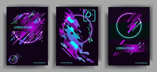 Vektor abstrakte kompositionen aus den abgerundeten bändern, futuristisch und modern und neonfarben. vektorvorlagen für poster, banner, flyer und präsentationen. vektorbild