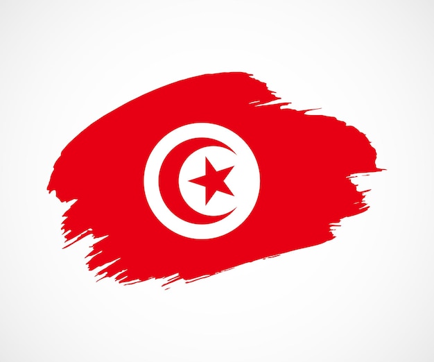Abstrakte kreativ bemalte grunge-pinsel-flagge des landes tunesien mit hintergrund
