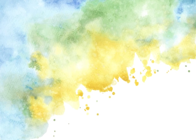 Abstrakte lebendige aquarell splatter hintergrund. handgemalter hintergrund mit blauem und gelbem farbverlauf, geeignet für dekorativen festlichen hintergrund, landschaft, poster oder cover.