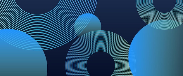 Abstrakte leuchtende Kreis-blaue Linien auf dunklem Hintergrund Futuristisches Technologie-Konzept Geometrische Streifen-Linien-Kunstdesign Moderne glänzende blaue Linien Vektorillustration