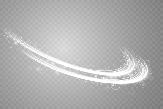 Abstrakte Lichtlinien von Bewegung und Geschwindigkeit mit weißer Farbe glänzt Licht alltäglicher leuchtender Effekt halbkreisförmige Welle Lichtspur Kurve wirbeln Autoscheinwerfer Glühlampen Png