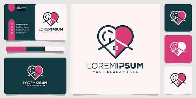 Abstrakte liebe und haus-logo-design