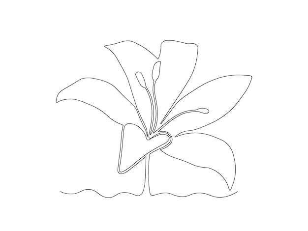 abstrakte Lilienblume kontinuierliche Einzeil-Kunstzeichnung Skizze Logo