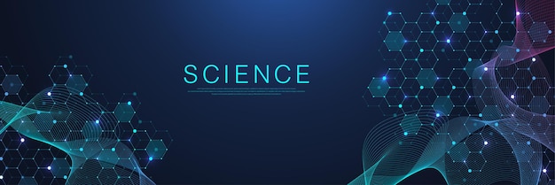 Abstrakte Linien und Punkte der Technologie verbinden den Hintergrund mit Sechsecken