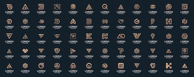 Abstrakte logos mega-kollektion abstraktes designkonzept für branding mit goldenem gradient