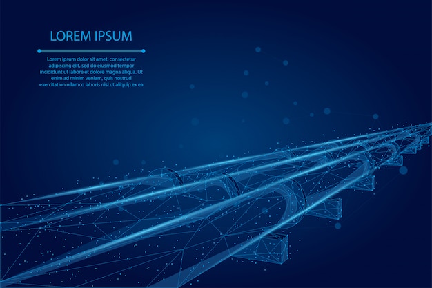 Abstrakte maische linie und punkt ölpipeline. transportleitungsanschluss der erdölbrennstoffindustrie