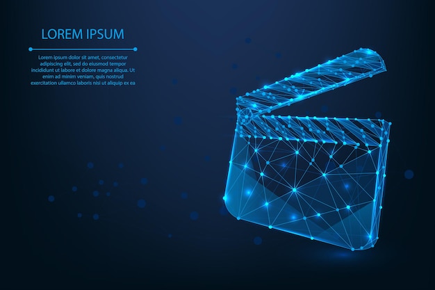 Abstrakte Maschenlinie und Punktklappe. Low-Poly-Drahtmodell Filmproduktionskonzept polygonal