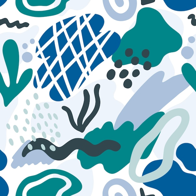 Abstrakte moderne Formen nahtlose Muster marineblau türkisfarbene Farben
