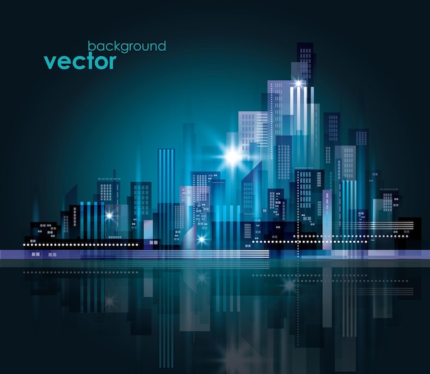 Abstrakte moderne Nacht Stadt-Skyline-Vektorillustration