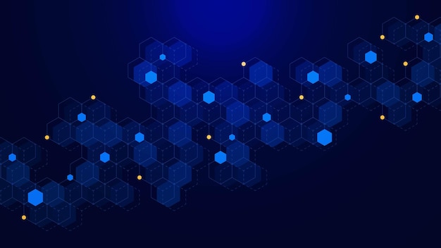 Abstrakte molekulare Struktur mit Sechseckern für die Big-Data-Visualisierung Netzwerkverbindung Hintergrund