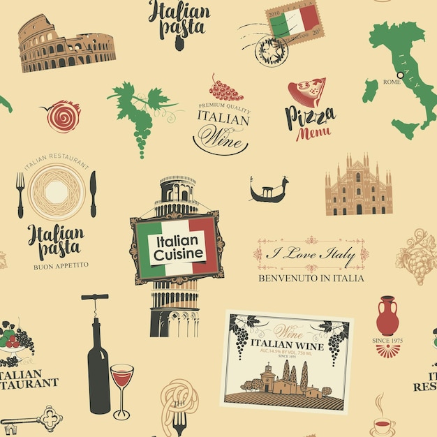 abstrakte nahtlose Muster zum Thema Italien
