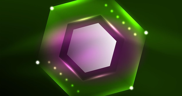 Abstrakte Neon-Hexagon-Vektorillustration im Hintergrund