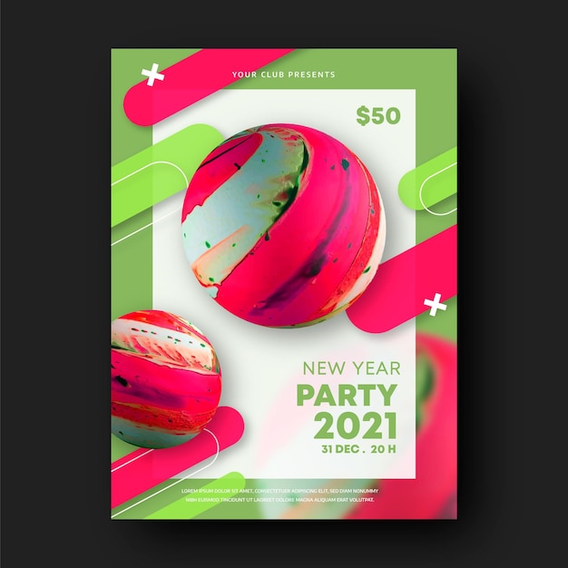 Abstrakte neue jahr 2021 party flyer vorlage