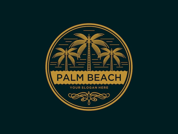 Abstrakte palm beach vintage logo design vorlage