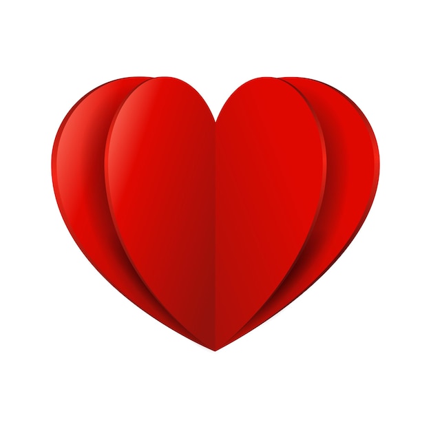 Abstrakte Papier-Origami-Valentines-Grußkarte-Valentins-Herz isoliert auf weißem Hintergrund
