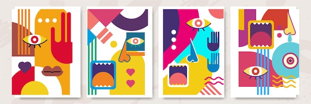 Abstrakte Pop-Art-Collage, Surrealismus, Gesicht, Design, Vektorgrafik. Entworfen für NFT-Token-Tapetenplakat, Krypto-Punk-Ästhetik-Plakat, NFT-Token in Kryptografik für digitale Blockchain-Kunst
