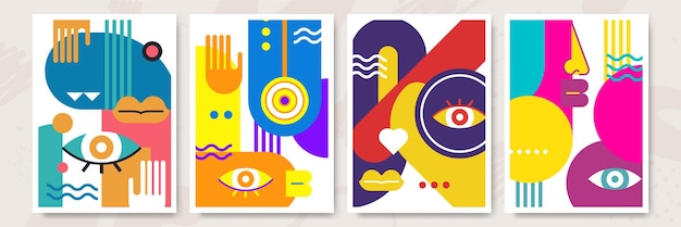 Abstrakte Pop-Art-Collage, Surrealismus, Gesicht, Design, Vektorgrafik. Entworfen für NFT-Token-Tapetenplakat, Krypto-Punk-Ästhetik-Plakat, NFT-Token in Kryptografik für digitale Blockchain-Kunst