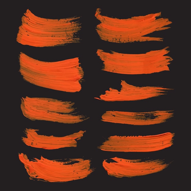 Abstrakte realistische Stücke, die mit dicker orangefarbener Farbe auf schwarzem Papier gezeichnet wurden 1