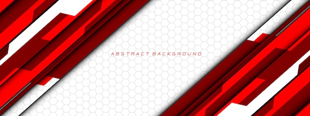 Abstrakte rot-weiße Cyber-Schaltung futuristische Technologie geometrischer grauer Hexagon-Mesh-Hintergrundvektor