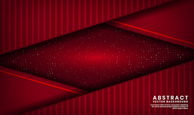 Abstrakte rote hintergrundüberlappungsschicht des luxus 3d auf dunklem raum mit punkten funkeln und holz maserte form