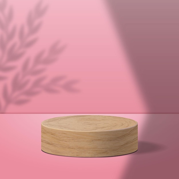 Vektor abstrakte runde anzeige für produkt. minimale szene mit geometrischen formen. zylinder holz podium