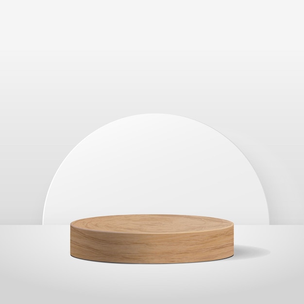 Abstrakte runde anzeige für produkt. minimale szene mit geometrischen formen. zylinder holz podium