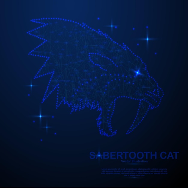 Abstrakte sabertooth-katze im space-low-poly-design