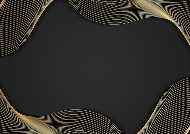Abstrakte schwarze und goldene Wellenlinien Luxushintergrund