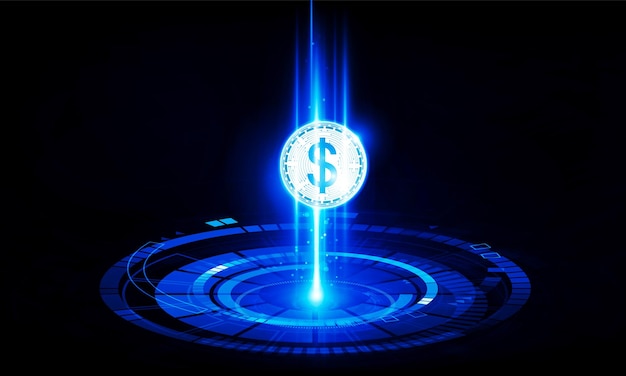 Abstrakte Technologie Hitech-Kommunikationskonzept im digitalen Polygon-US-Dollar-Symbol-Vektordesign