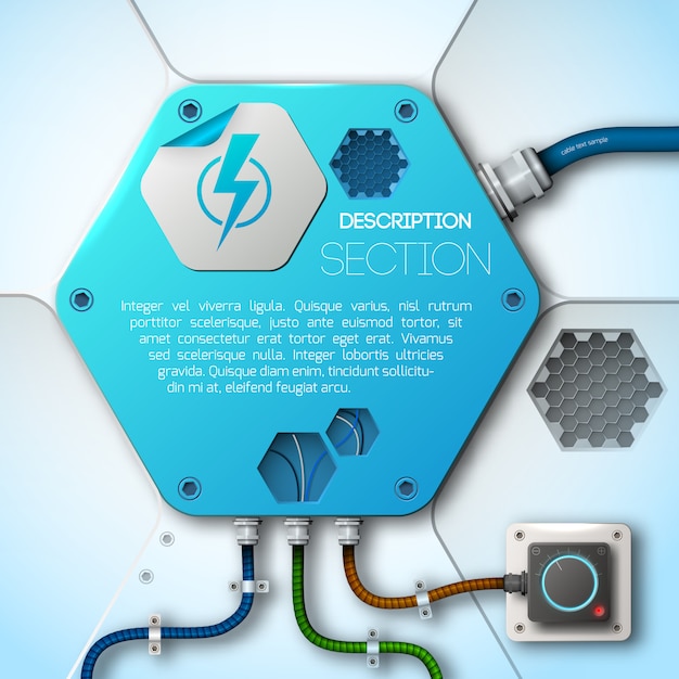 Abstrakte technologie leistung und energie flache illustration