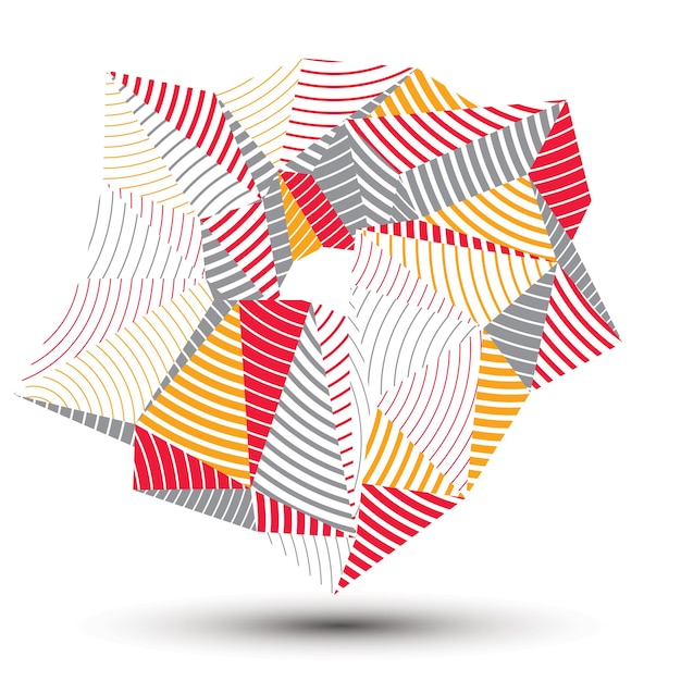 Abstrakte Technologieillustration des Vektors 3D, geometrisches ungewöhnliches gestreiftes Objekt. Origami helle dreidimensionale Form.