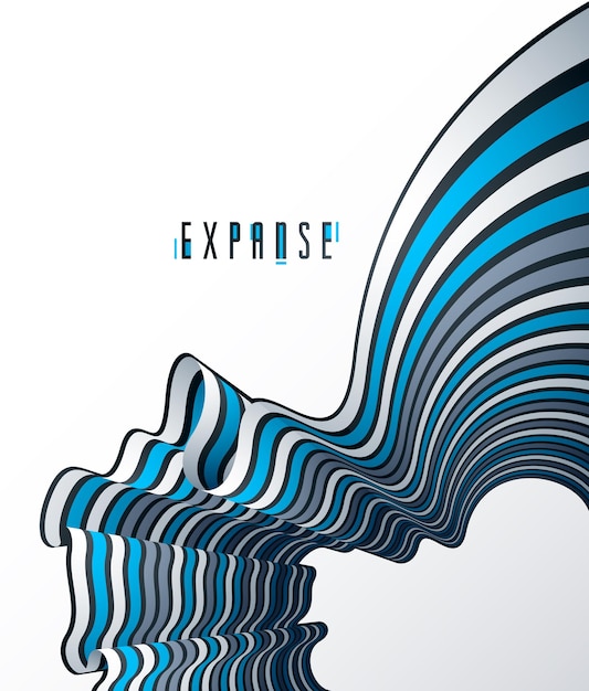 Abstrakte trendige moderne 3D-Linien im perspektivischen Vektorhintergrund, dimensionales Design, cooles Element, funky Stillayout für Werbeplakate, Banner und Cover, perfekte Abstraktion.