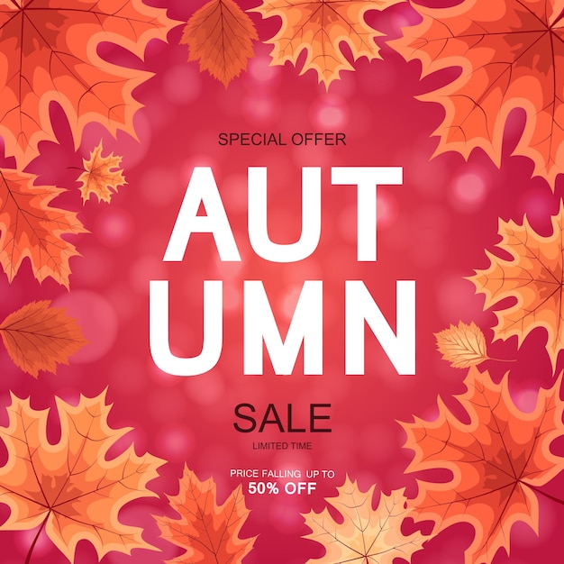 Abstrakte Vektor-Illustration Herbst Sale Hintergrund mit fallenden Herbstlaub. EPS10