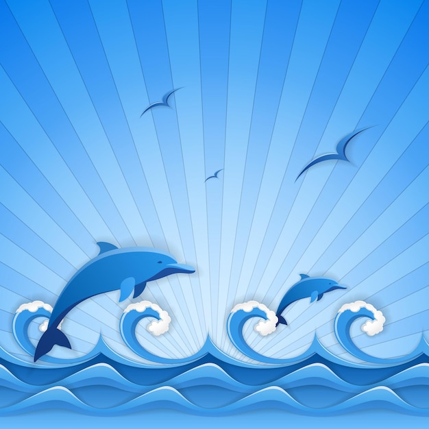 Abstrakte Vektorillustration des blauen Meerblicks