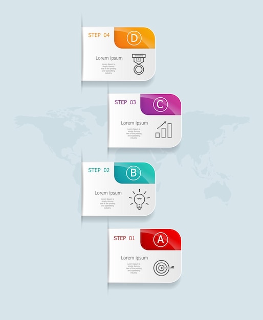Abstrakte vertikale infografiken 4 schritte