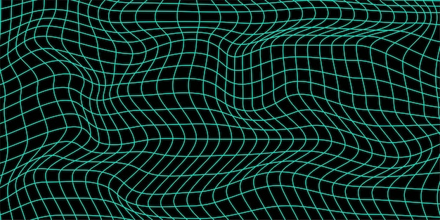 Abstrakte verzerrte Wireframe-Welle Vektorkurven-Oberflächenhintergrund Technologie-Rastermuster Mesh-Welle