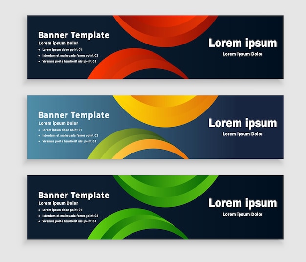 abstrakte Web-Banner-Vorlage mit drei Farboptionen Vektorillustration