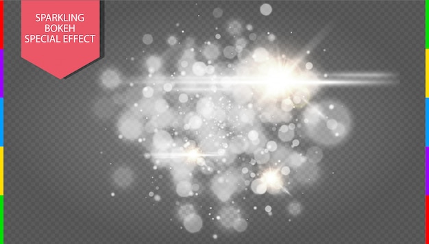 Abstrakte weiße bokeh Effektexplosion mit modernem Design der Funken.