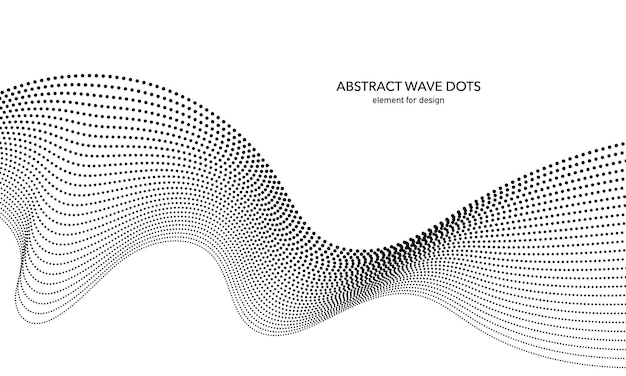 Vektor abstrakte welle gepunktetes element für design stilisierte linie mit punkt auf kunsthintergrund wellenbereich
