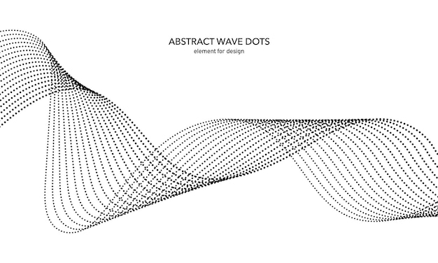 Abstrakte welle gepunktetes element stilisierte linie mit punkt auf kunsthintergrund gebogene, glatte, gewellte schnur