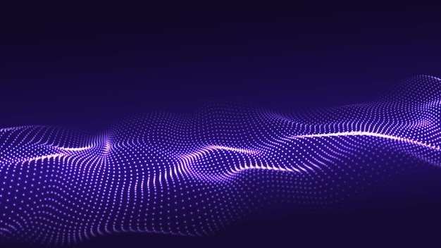 Abstrakte Welle mit sich bewegenden Punkten Fluss von Partikeln Cyber-Technologie Illustration