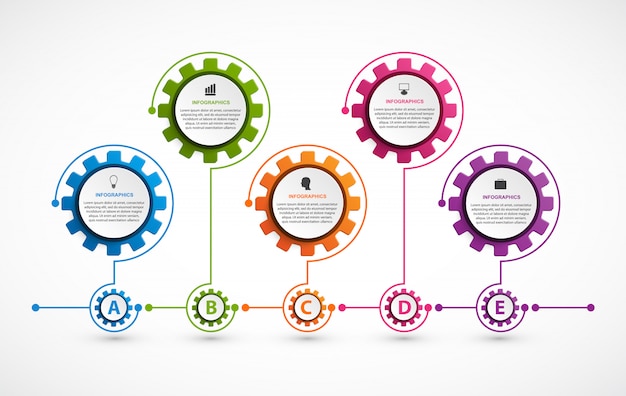 Abstrakte zahnräder infographik. gestaltungselement.