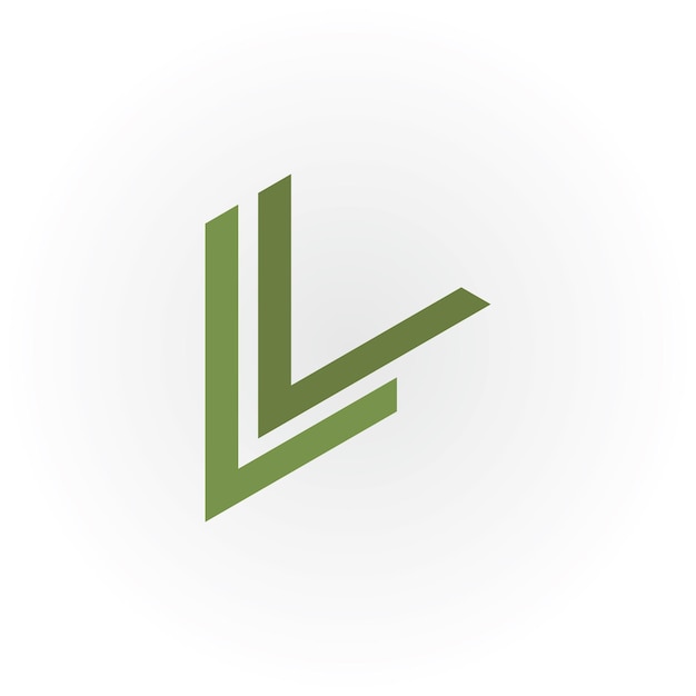 Abstrakter Anfangsbuchstabe LV- oder VL-Logo in grüner Farbe isoliert auf weißem Hintergrund